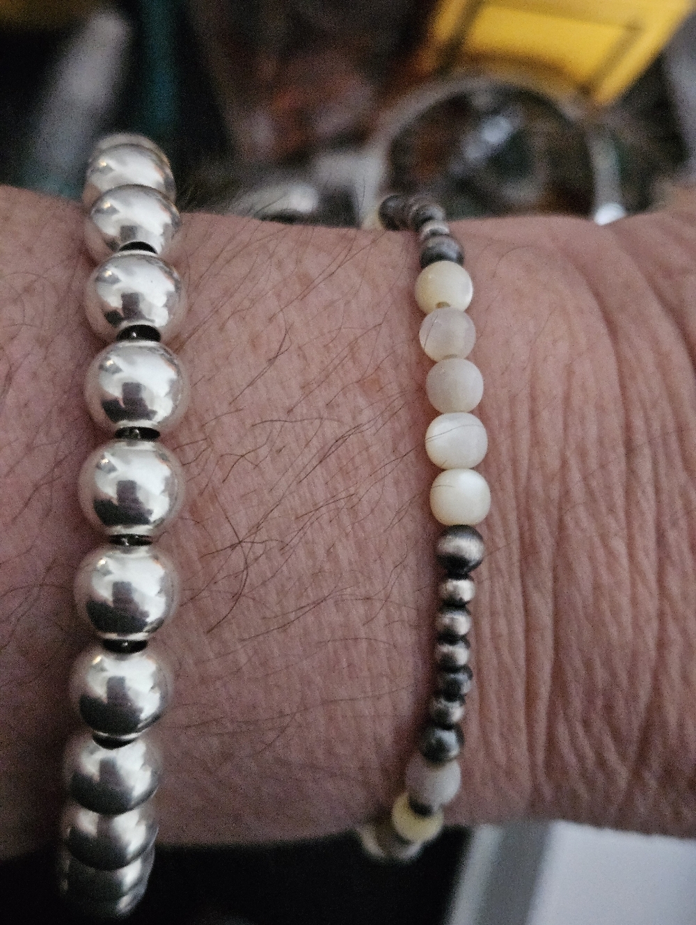 DESERT PEARL AND MOTHER OF PEARL BRACELET 925 STERLING SILVER - Picture 3 of 3